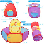 7pcs Kids Pop-up Ball Pit Play Tents & Tunnels Children Playhouse Tent with Basketball Hoop & Travel Storage Bag