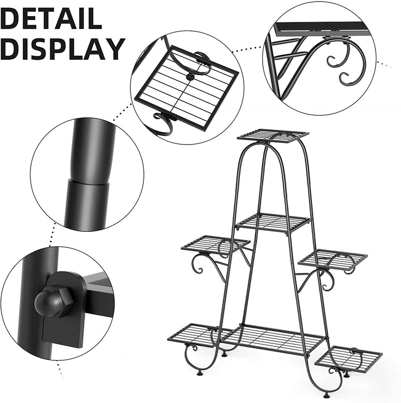 7 Tier Outdoor Metal Plant Stand Multilayer Flower Pots Holder