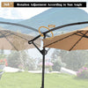 10FT Offset Patio Umbrella Solar Powered LED Outdoor Market Umbrella 360 Degree Rotation with Crank Handle & Cross Base