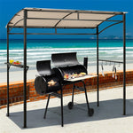 7' x 4.5' Outdoor Grill Gazebo Patio BBQ Canopy with Serving Shelf & Storage Hooks, Steel Frame Curved Roof Barbecue Shelter for Garden Backyard