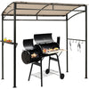 7' x 4.5' Outdoor Grill Gazebo Patio BBQ Canopy with Serving Shelf & Storage Hooks, Steel Frame Curved Roof Barbecue Shelter for Garden Backyard