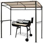 7' x 4.5' Outdoor Grill Gazebo Patio BBQ Canopy with Serving Shelf & Storage Hooks, Steel Frame Curved Roof Barbecue Shelter for Garden Backyard