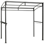 7' x 4.5' Outdoor Grill Gazebo Patio BBQ Canopy with Serving Shelf & Storage Hooks, Steel Frame Curved Roof Barbecue Shelter for Garden Backyard