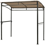 7' x 4.5' Outdoor Grill Gazebo Patio BBQ Canopy with Serving Shelf & Storage Hooks, Steel Frame Curved Roof Barbecue Shelter for Garden Backyard