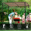 7' x 4.5' Outdoor Grill Gazebo Patio BBQ Canopy with Serving Shelf & Storage Hooks, Steel Frame Curved Roof Barbecue Shelter for Garden Backyard