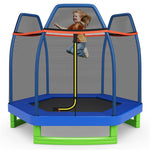 7ft Kids Trampoline Outdoor Indoor Recreational Bounce Jumper with Safety Enclosure Net Combo