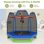 7ft Kids Trampoline Outdoor Indoor Recreational Bounce Jumper with Safety Enclosure Net Combo