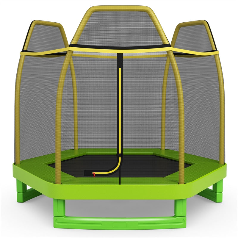 7ft Kids Trampoline Outdoor Indoor Recreational Bounce Jumper with Safety Enclosure Net Combo