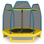 7ft Kids Trampoline Outdoor Indoor Recreational Bounce Jumper with Safety Enclosure Net Combo