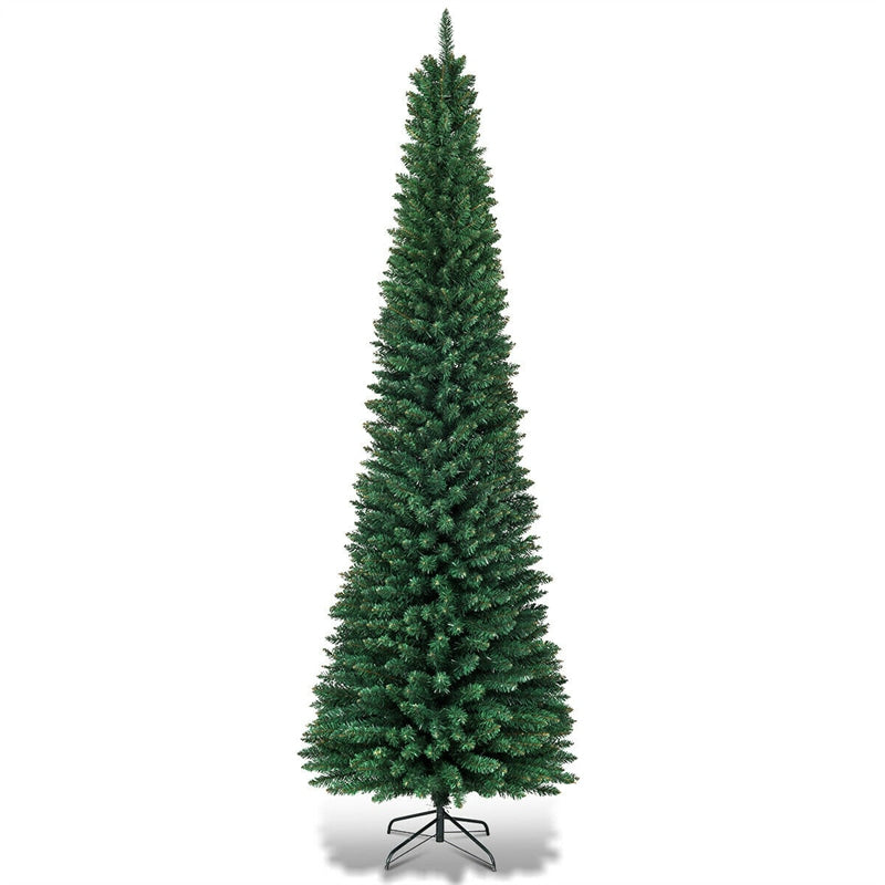 7ft Artificial Pencil Christmas Tree Slim Unlit Xmas Tree 700 PVC Branch Tips with Foldable Metal Stand for Home Office School Shop Decor