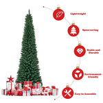 7ft Artificial Pencil Christmas Tree Slim Unlit Xmas Tree 700 PVC Branch Tips with Foldable Metal Stand for Home Office School Shop Decor