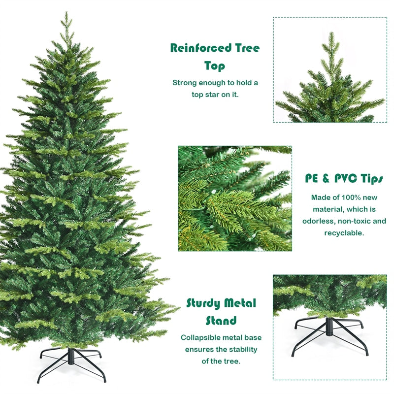 7FT Pre-Lit Artificial Christmas Tree, APP Controlled Hinged Xmas Tree with 540 Color Changing LED Lights, 2324 Mixed Branch Tips, Folding Metal Stand