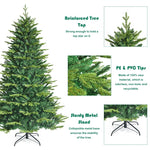 7ft Pre-Lit Artificial Christmas Tree APP Controlled Hinged Xmas Tree with 540 Color Changing LED Lights, 2324 Mixed Branch Tips, Folding Metal Stand