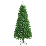 7FT Fiber Optic Christmas Tree Pre Lit Spruce Artificial Xmas Tree with 820 PVC Branch Tips & Solid Metal Stand for Indoor Holiday Decor