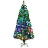 7FT Fiber Optic Christmas Tree Pre Lit Spruce Artificial Xmas Tree with 820 PVC Branch Tips & Solid Metal Stand for Indoor Holiday Decor