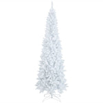 7ft White Pre-Lit Pencil Christmas Tree Hinged Slim Artificial Tree with 800 Branch Tips 300 Lights 8 Lighting Modes