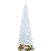 7ft White Pre-Lit Pencil Christmas Tree Hinged Slim Artificial Tree with 800 Branch Tips 300 Lights 8 Lighting Modes