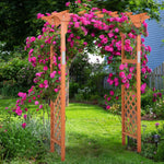 7ft Wood Garden Arbor Trellis Pergola Arch Outdoor Wedding Arbor for Climbing Plants