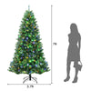 7ft Pre Lit Hinged Christmas Tree Remote Control Xmas Tree with 9 Lighting Modes & 500 Color-Changing LED Lights for Holiday Decor