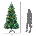 7ft Pre Lit Hinged Christmas Tree Remote Control Xmas Tree with 9 Lighting Modes & 500 Color-Changing LED Lights for Holiday Decor