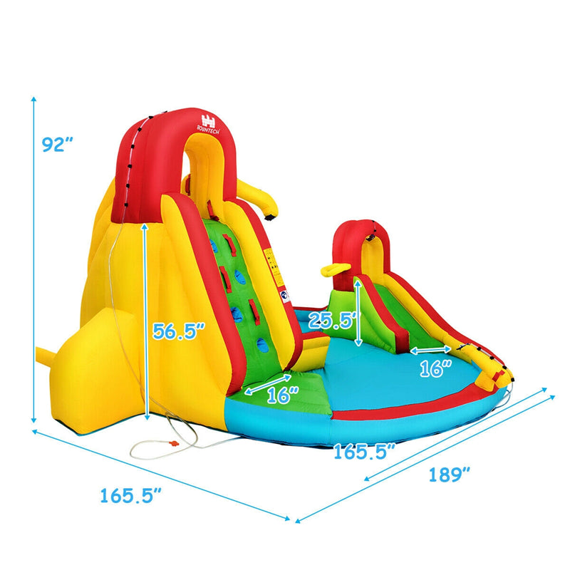 Kids Inflatable Water Slide Park with Climbing Wall, Water Cannon & Splash Pool for Outdoor Backyard Party Fun