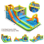 8 in 1 Inflatable Water Slide Mega Bounce House Waterslide Park with Long Slide & Large Splash Pool for Kids Outdoor Indoor Fun