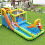 8 in 1 Inflatable Water Slide Mega Bounce House Waterslide Park with Long Slide & Large Splash Pool for Kids Outdoor Indoor Fun