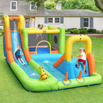 8 in 1 Inflatable Water Slide Mega Bounce House Waterslide Park with Long Slide & Large Splash Pool for Kids Outdoor Indoor Fun