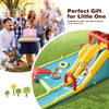 7 in 1 Kids Inflatable Water Slide Double Long Slide Bounce House Mega Waterslide Park with 735W Air Blower & Plash Pool for Backyard Party Fun