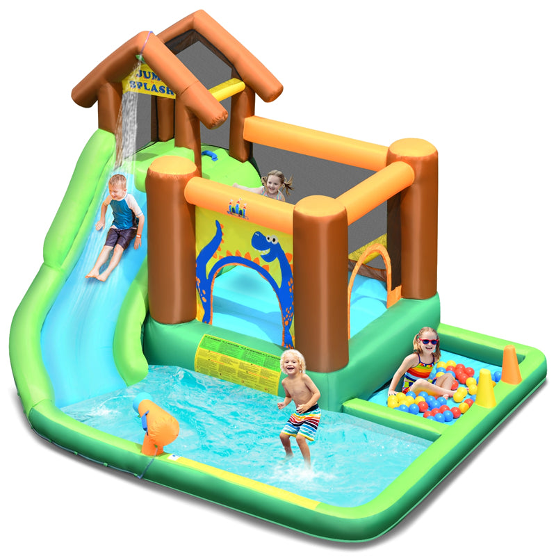 7 in 1 Kids Inflatable Water Slide Bounce House Splash Pool with 750W Blower