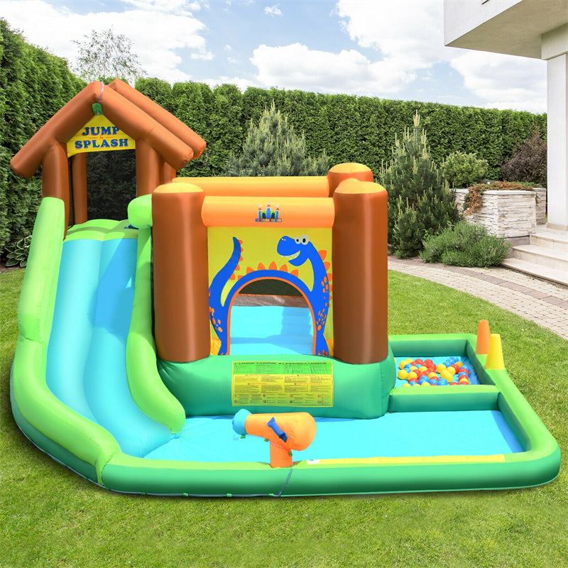 7 in 1 Kids Inflatable Water Slide Bounce House Splash Pool with 750W Blower