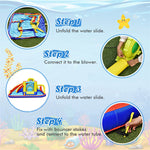 7 in 1 Giant Inflatable Pool Water Slide Kids Bounce House Jumping Castle Combo with 735W Blower