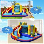 7 in 1 Giant Inflatable Pool Water Slide Kids Bounce House Jumping Castle Combo with 735W Blower