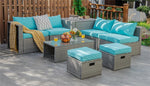 8-Piece Patio Wicker Furniture Set Outdoor Rattan Conversation Set with Storage Box