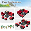 8 Piece Patio Rattan Furniture Set Outdoor Wicker Sectional Sofa Set with Storage Box, Tempered Glass Table, Ottomans & Waterproof Cover