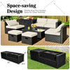 8 Piece Patio Rattan Furniture Set Outdoor Wicker Sectional Sofa Set with Storage Box, Tempered Glass Table, Ottomans & Waterproof Cover