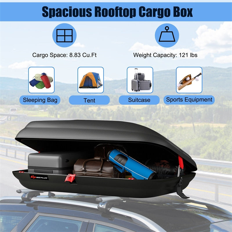 8.83 Cubic Ft Heavy Duty Hard Shell Rooftop Cargo Carrier Car Roof Box with Security Keys