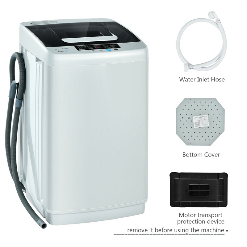 Fully Automatic Washing Machine 2-in-1 Portable Laundry Washer Spin Dryer Combo 8.8 lbs Capacity with Drain Pump