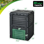 80 Gallon Outdoor Compost Bin Garden Fertilizer Barrel Grass Food Trash Composter Barrel with Top Flip Latch-on Lid & Bottom Exit Door