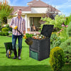 80 Gallon Outdoor Compost Bin Garden Fertilizer Barrel Grass Food Trash Composter Barrel with Top Flip Latch-on Lid & Bottom Exit Door