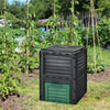 80 Gallon Outdoor Compost Bin Garden Fertilizer Barrel Grass Food Trash Composter Barrel with Top Flip Latch-on Lid & Bottom Exit Door