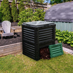 80 Gallon Outdoor Compost Bin Garden Fertilizer Barrel Grass Food Trash Composter Barrel with Top Flip Latch-on Lid & Bottom Exit Door