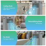 8000 BTU ASHRAE Portable Air Conditioner Cools 230 Sq. ft. 3-in-1 Air Cooler with Drying, Fan, Sleep Mode & Remote Control for Home Office