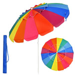 8 FT Portable Beach Umbrella Outdoor Tilt Market Umbrella with Sand Anchor & Carry Bag