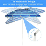 8 FT Portable Beach Umbrella Outdoor Tilt Market Umbrella with Sand Anchor & Carry Bag