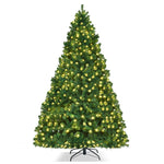 8FT Pre-Lit Artificial Christmas Tree Premium Hinged Spruce Xmas Tree with 430 LED Lights, 1438 PVC Branch & Folding Metal Stand for Holiday Decor