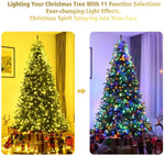 8FT Pre-Lit Artificial Christmas Tree with 750 Multicolor LED Lights, 2128 PVC Branches & Folding Metal Stand, Hinged Xmas Tree for Holiday Decor