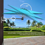 8 FT Wall Mounted Patio Umbrella Tilting Outdoor Umbrella Sunshade Umbrella with Adjustable Pole & Wind Vent