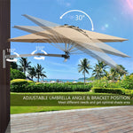 8 FT Wall Mounted Patio Umbrella Tilting Outdoor Umbrella Sunshade Umbrella with Adjustable Pole & Wind Vent