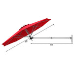 8 FT Wall Mounted Patio Umbrella Tilting Outdoor Umbrella Sunshade Umbrella with Adjustable Pole & Wind Vent